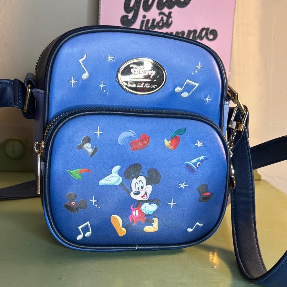 Disney Blue Mickey Mouse Music-Themed Crossbody Bag